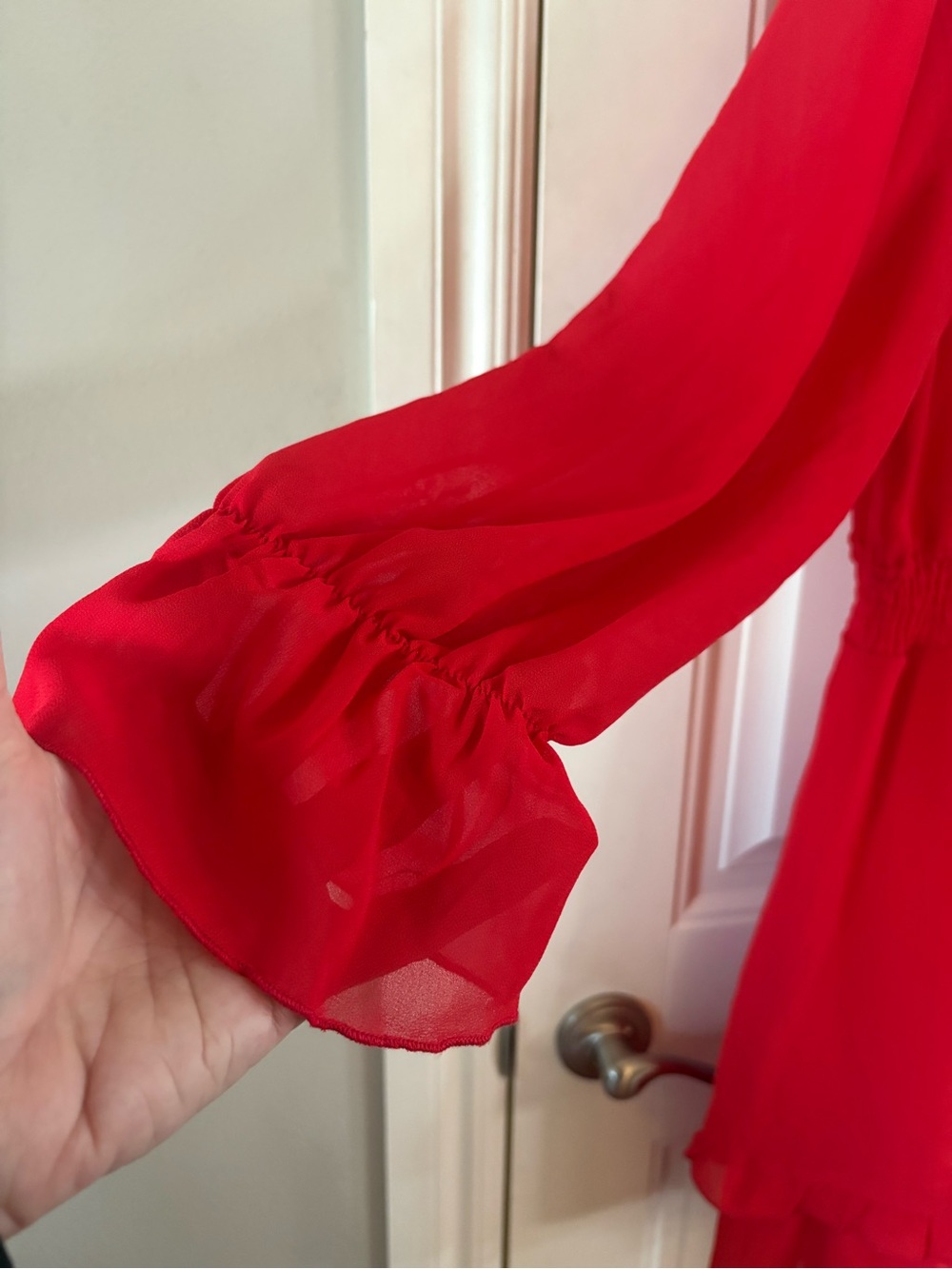 Women's Backless Red Ruffle Mini Dress - Picture 3 of 5